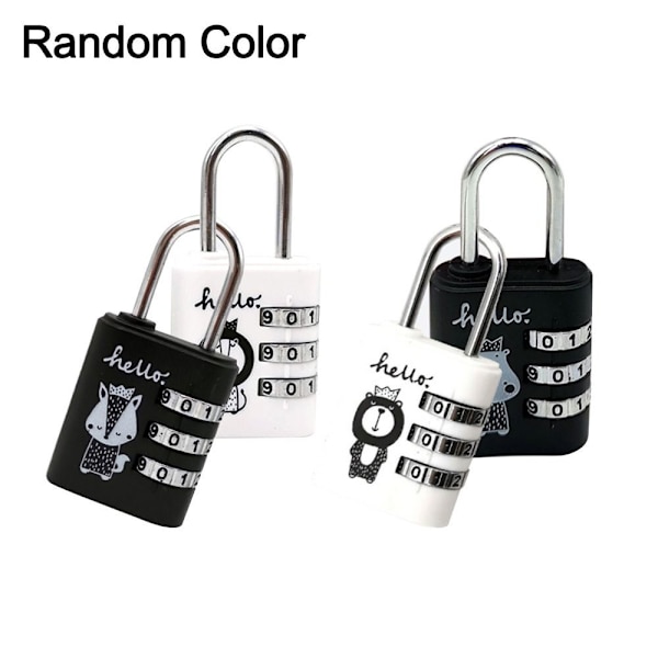 3-numeroinen salasanalukko asuntolakaapin lukko reppussa vetoketju Random Color