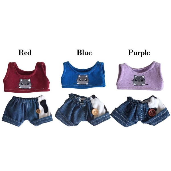 1 Sæt Håndlavet Vest Sweatshirt Outfits LILLA 15CM Purple 15cm