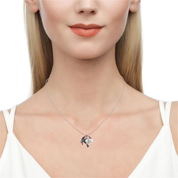 Utsökt romantiskt drakpar Hjärtformat halsband VIT white