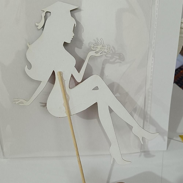 Cake Topper Happy Graduation SILVER silver