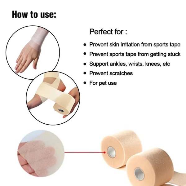 1/2PCS Foam Bandage Sulkapallomaila Overgrip VALKOINEN White 6cmx20m-2Pcs-6cmx20m-2Pcs