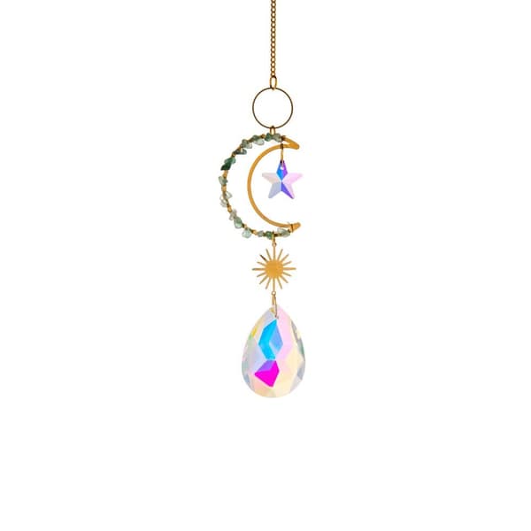 Sun Catchers Crystal Moon Shape GRÖN green