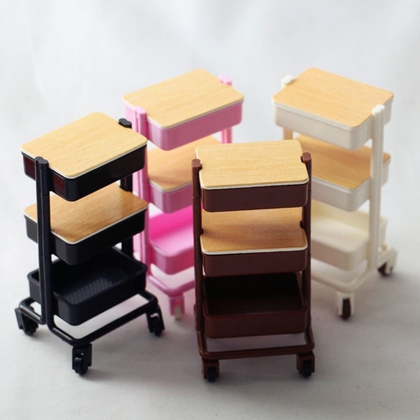 Dukkehusvogn med træplade Miniaturemøbler HVID white