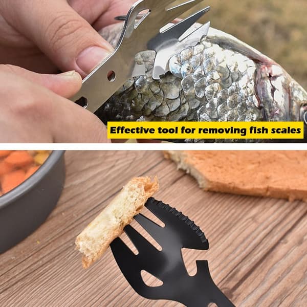 Outdoor Fork Spoon Pullonavaaja MUSTA Black