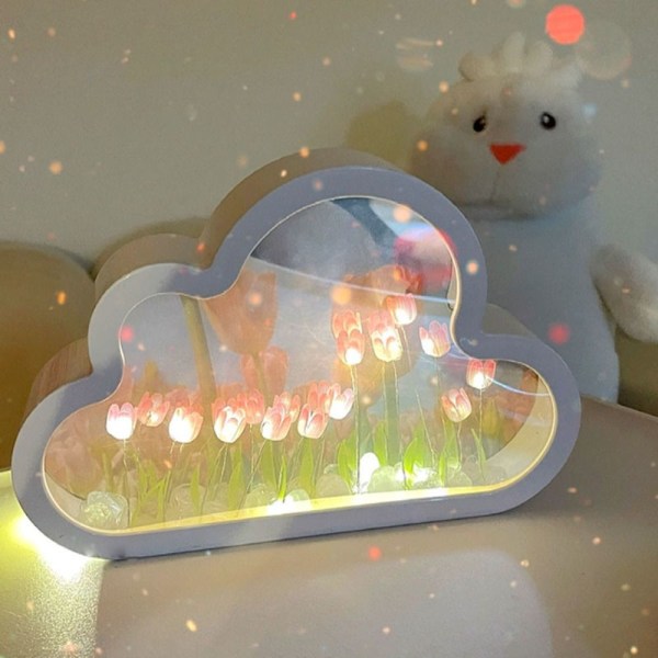 Cloud Tulip Night Light Makeup Mirror BLÅTT FINISH PRODUKT Blue Finish Product-Finish Product