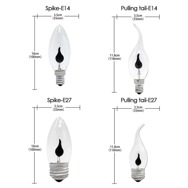 Brannbelysning Pære Stearinlys Lyspære SPIKE-E14 SPIKE-E14 spike-E14