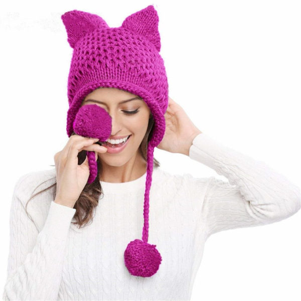 Hæklet Strikket Hue Beanie Hue ROSE RED Rose Red