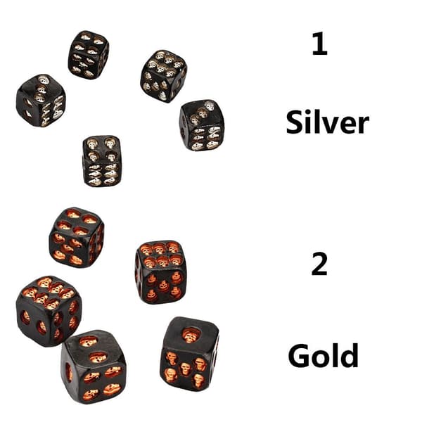 Nyhet Black Skull Tärning 5 ST SILVER 5 Pcs Silver