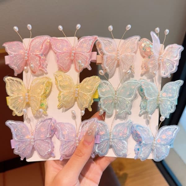 4/6 kpl Butterfly-hiusneulaklipsit B B B