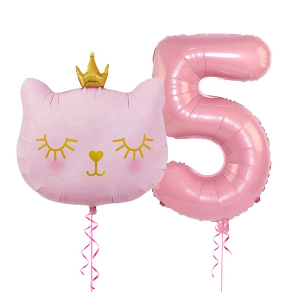 2 st/ set Big Cat Head Balloon Folieballonger NUMMER 5 Number 5