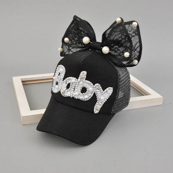 Baby Rhinestone Cap Diamond Baseball Hat HVIT white