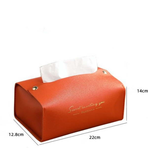 Læder Tissue Holder Tissue Opbevaringsboks ORANGE orange