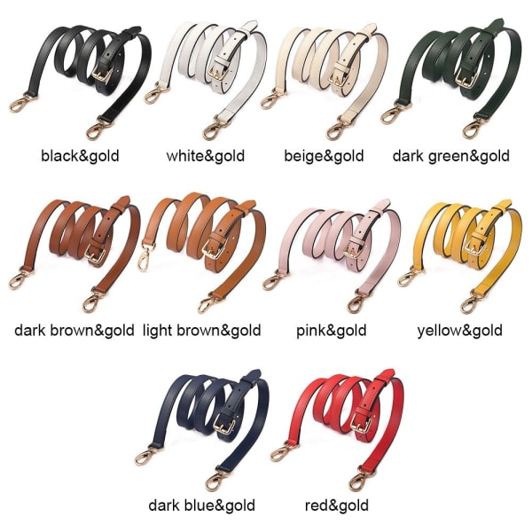 Handväska med rem i äkta läder Bälten BEIGE&GULD beige&gold