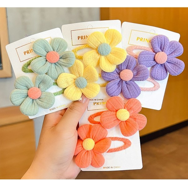 4 Par Stof Blomster Par Clip GUL Yellow