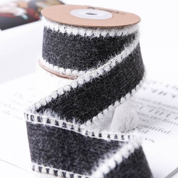 10Yards Mink Wool Stripe Ribbon Plysch Band LJUSGRÅ 23MM light grey 23mm width-23mm width