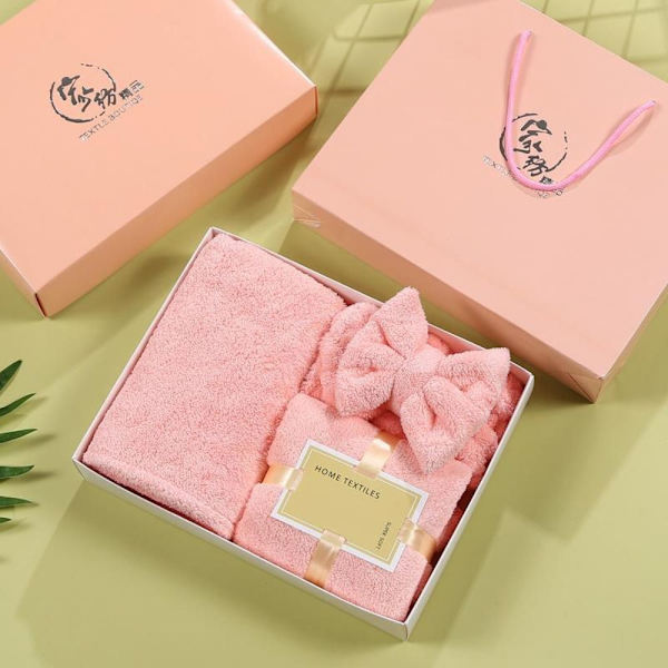 Coral Fleece håndklæde tørt hår Cap pandebånd sæt PINK Pink