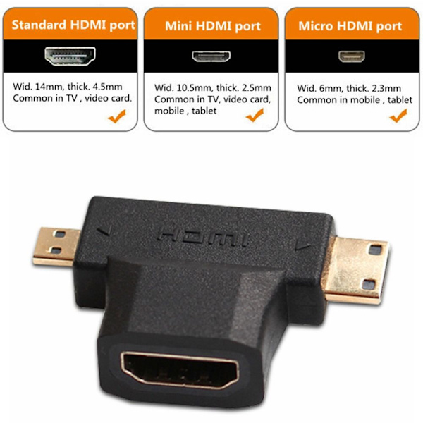 2 stk HDMI Adapter 2 i 1 Adapter Data Adapter