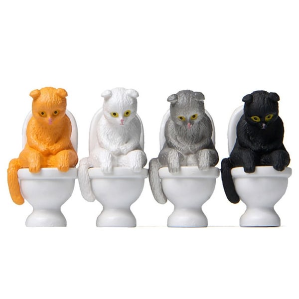4/5 STK tegneserie kattefigurer sitter på toalettet Kattunge 4-5 STK 4-5pcs