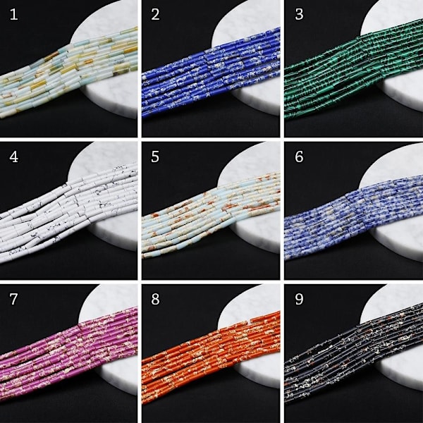 13x4 mm Naturstenar Tube Bead Göra själv smycken 8 8 8