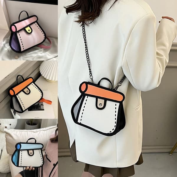 Kawaii Comic Handväskor Flickor Sommar Japanskt mode 2D Crossbody-väskor Pink