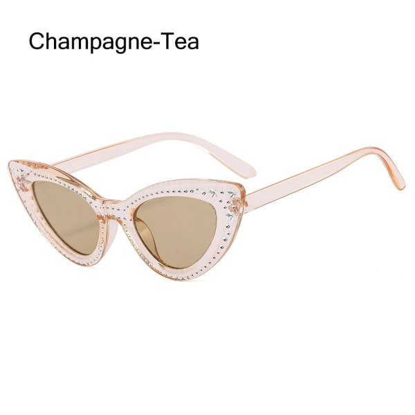 Cat Eye Solglasögon för kvinnor Diamantsolglasögon CHAMPAGNE-TE Champagne-Tea