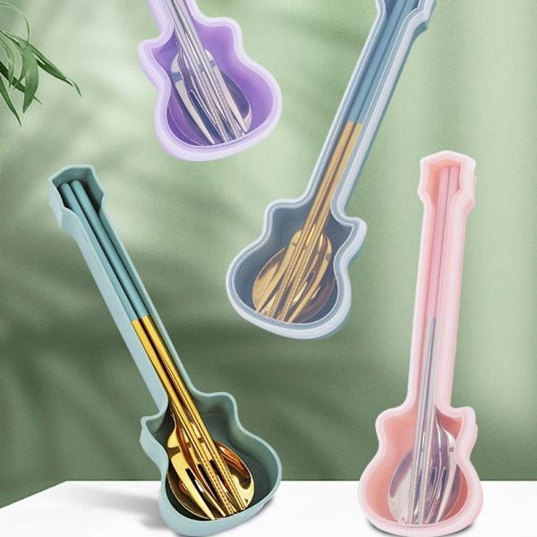 3st/ set bestick med gitarrlåda Skedgaffel Ätpinnar set 4 4 4