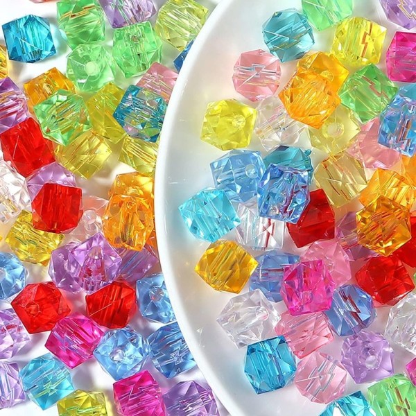 Cube Crystal Beads Multicolor Clear Cube Crystal Square Akryl