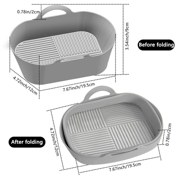 Sammenleggbar silikongryte for NINJA Air Fryer GRÅ grey