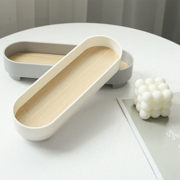 1 stk Natbordsbakke Opbevaringsbakke Badeværelsesorganiseringsbakke White 1 Pcs-1 Pcs