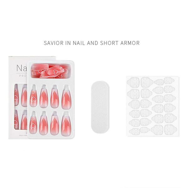 24 kpl Fake Nails Long French Ballerina P011-10