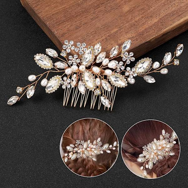 Morsiamen hiuskampa Crystal Hair Comb GOLD Gold