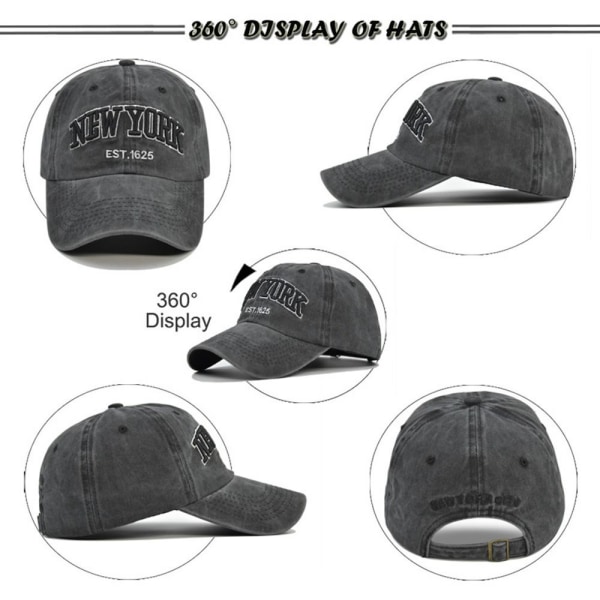 New York Broderi Baseball Caps Distressed Faded Cap GRÅ grey