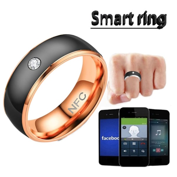 NFC Smart Ring Finger Digital Ring SORT&ROSE GULD 9 BLACK&ROSE GOLD 9