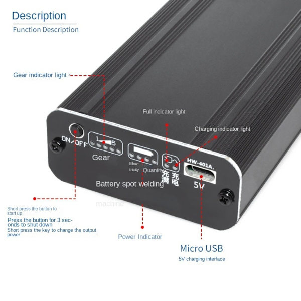 Pletssvejsning Maskine Digital Display Trigger Black