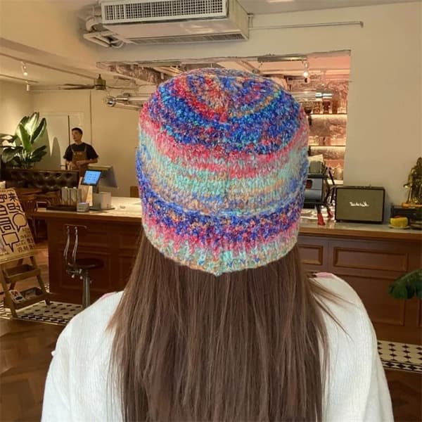 Bucket Hats Stickade Mössor BLÅ Blue