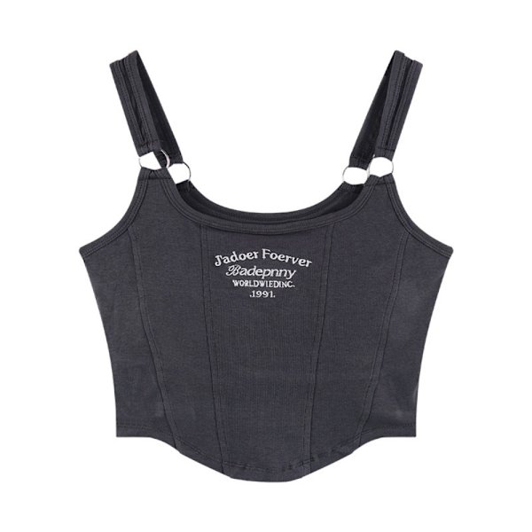 Kort Tank Top Topp Spenne Vest GRÅ grey