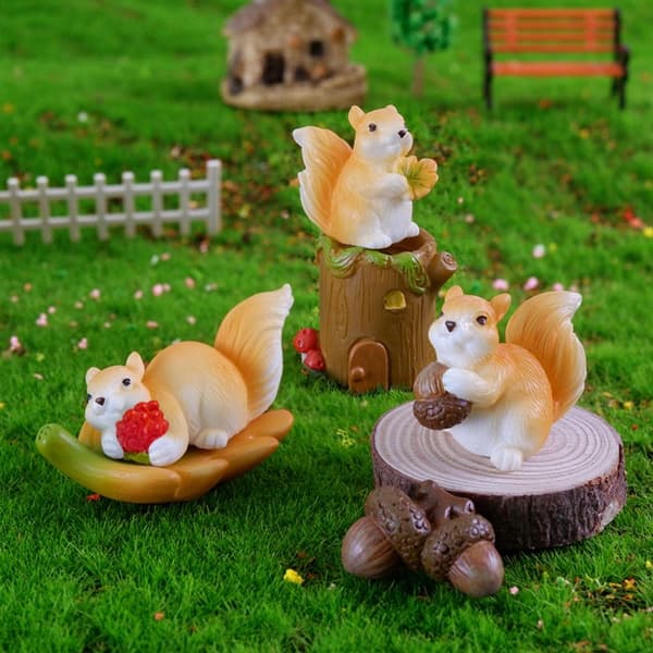 6st Ekorrdjursfigur Mini Ekorrfigur LÖNLÖV Maple Leaf