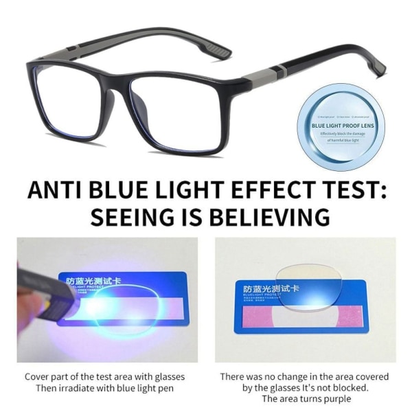 Anti-blått lys lesebriller Firkantede briller BLÅ STYRKE Blue Strength 100