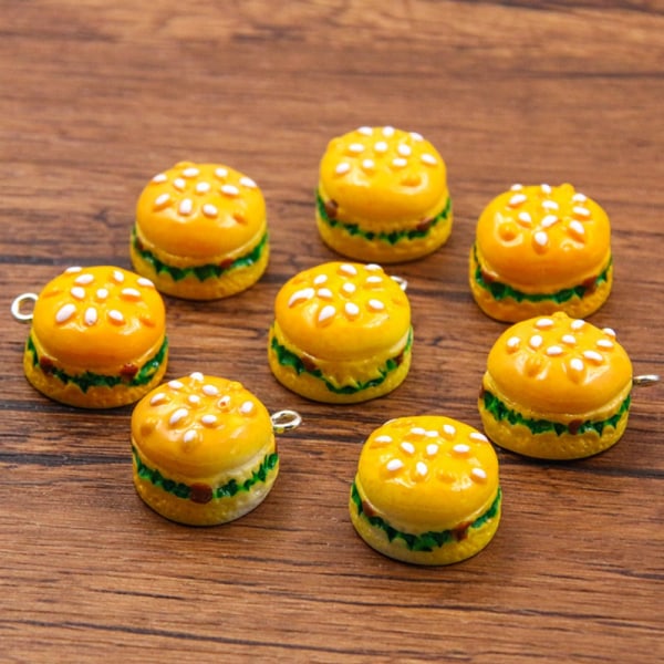 30 stk Resin Hamburger Charms 3D Fastfood Charms