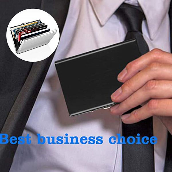 6 kortplatser i rostfritt stål metall kreditkortsorgan ORGANIZER black