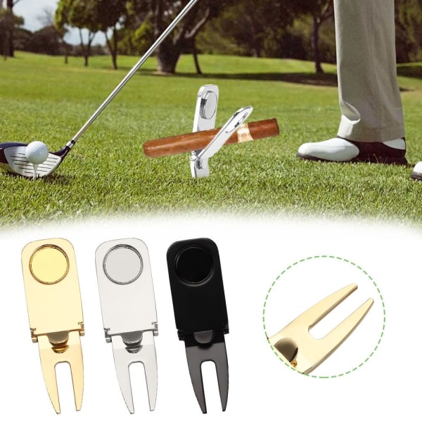 Golf Divot Tool Cigar Holder SILVER Silver