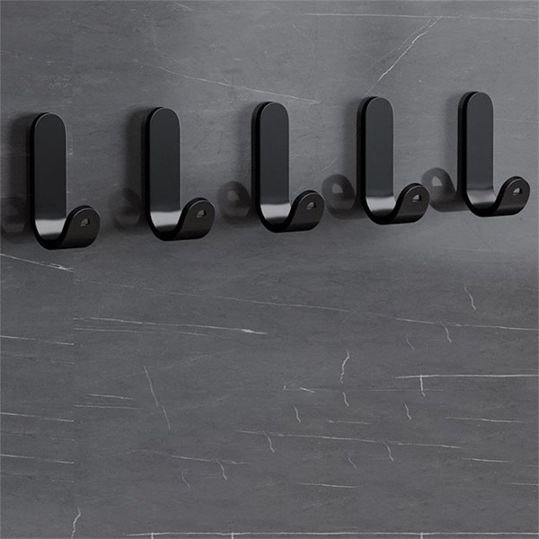 Metalkroge Badeværelse Vægkrog SORT 5 STK black 5PCS