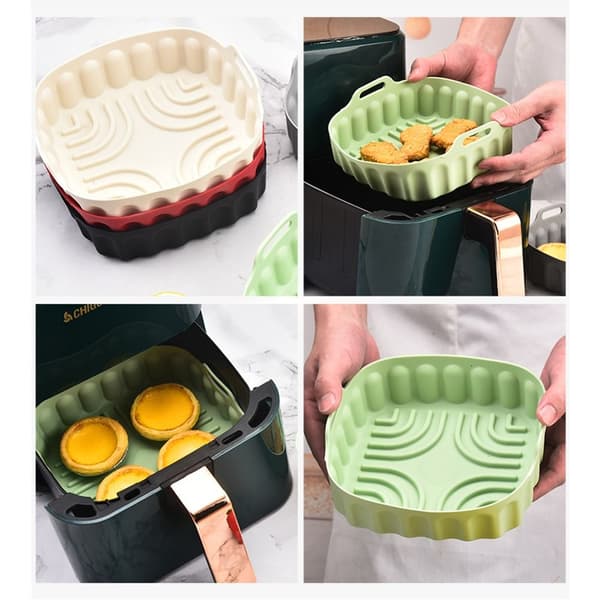 Firkantet silikonegryde til airfryer bagekurv GRÅ 21,5 CM
