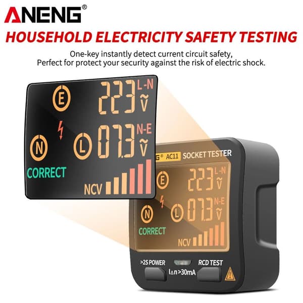 ANENG AC11 Digital Smart Socket Tester Spänningstest
