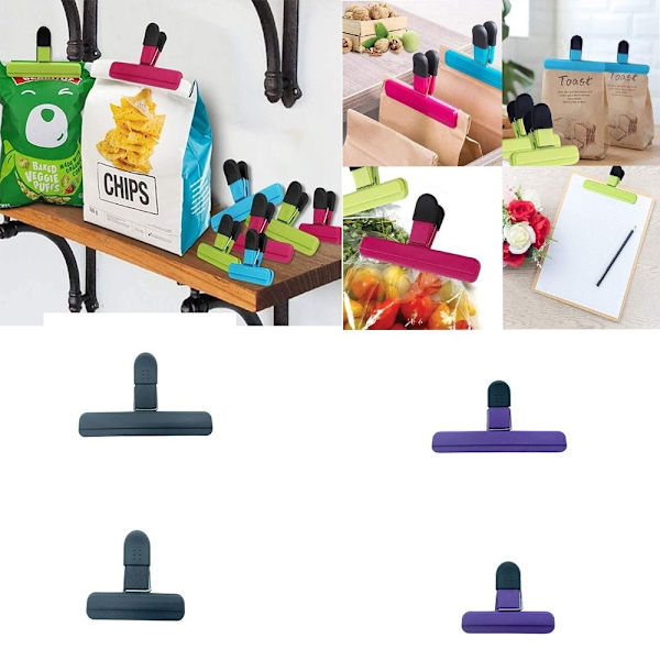 2/4 stk Plastpose Forseglingsclips Stor Chip Bag Clips SORT L Black L