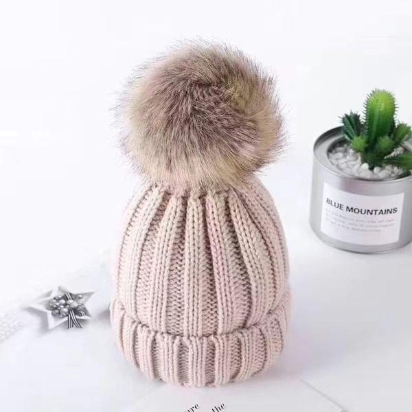 Förälder-barn stickad mössa Cap ROSA VUXEN VUXEN pink adult-adult