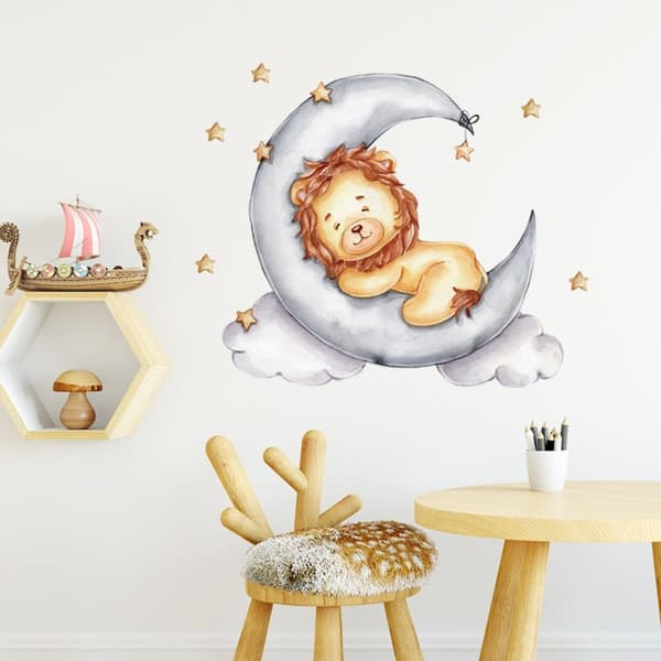 Väggdekor Sleeping Animal on Moon 4 4 4