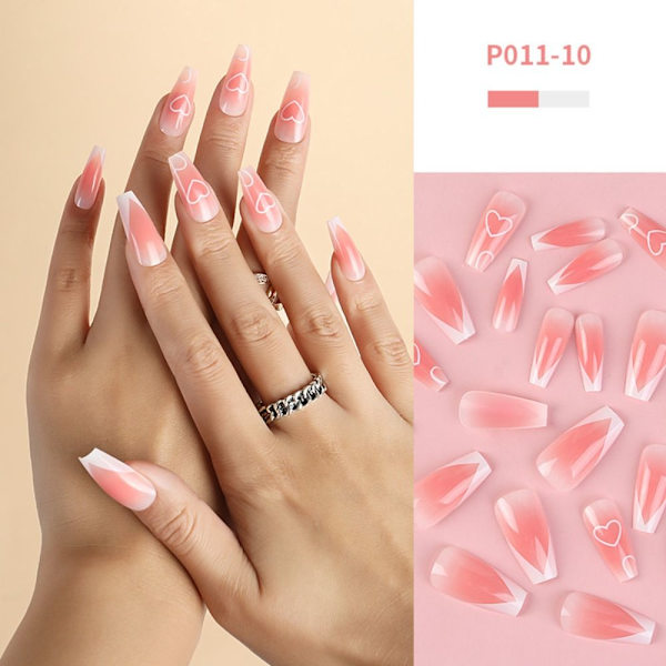 24 kpl Fake Nails Long French Ballerina P011-10