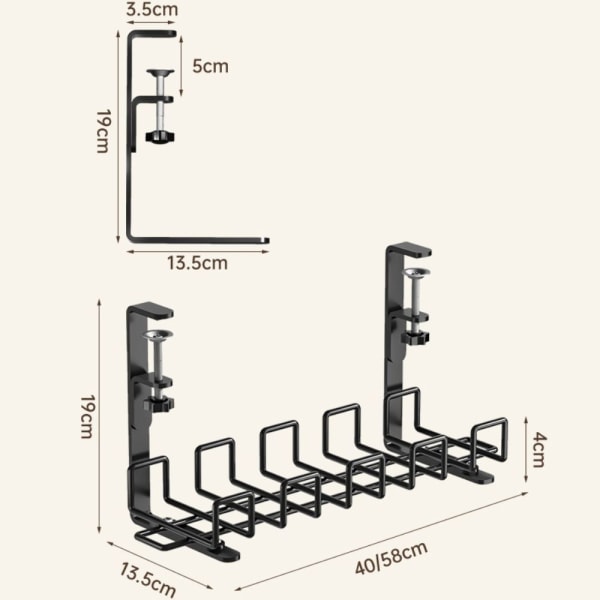 Stikkontakt Henge Holder Under Bord SORT black