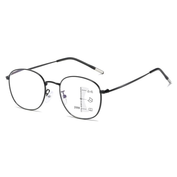 Anti-blåt lys læsebriller Runde briller SORT STYRKE Black Strength 200